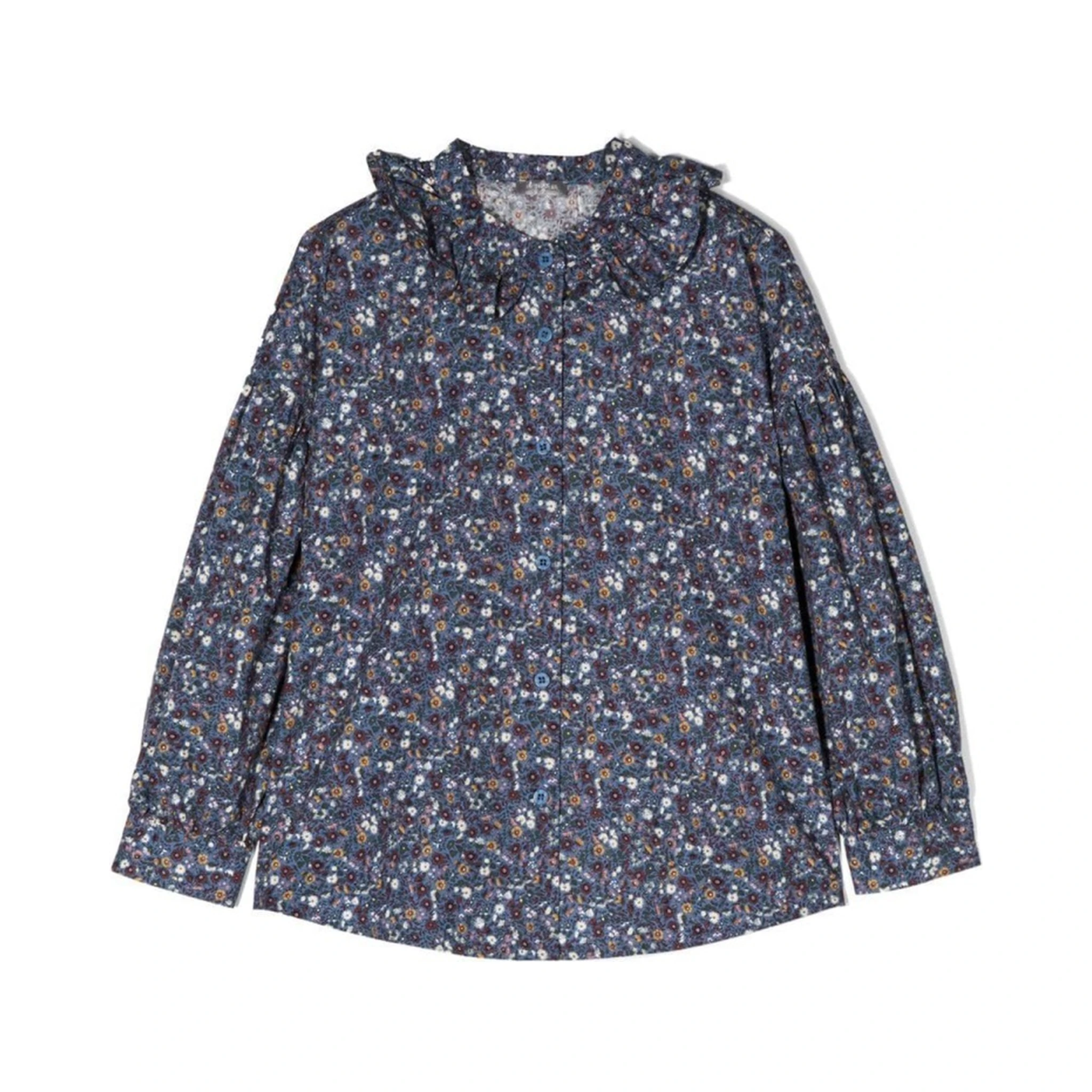 M/L SHIRT FLOWERS AND RUFFLE COLLAR