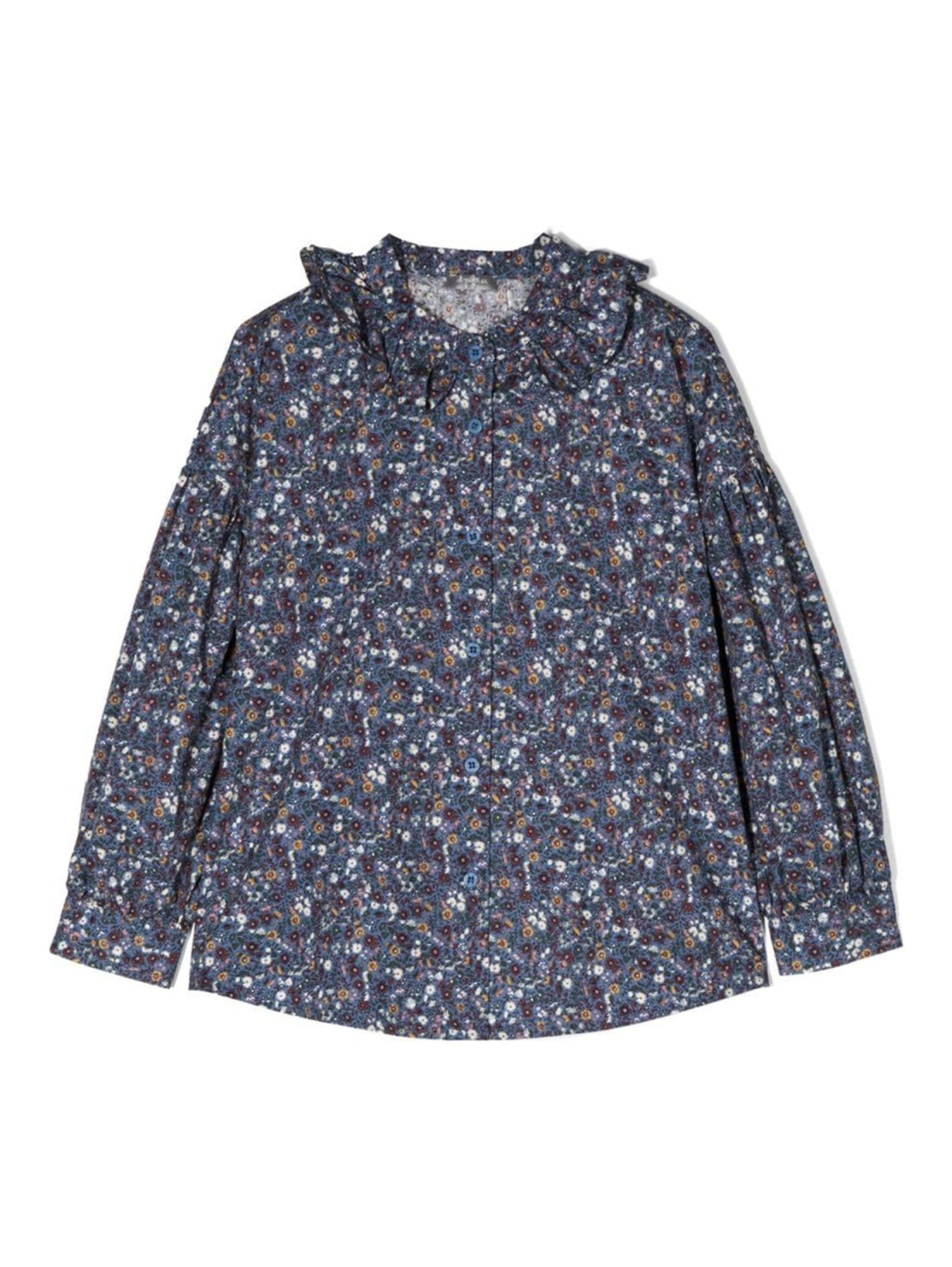 M/L SHIRT FLOWERS AND RUFFLE COLLAR