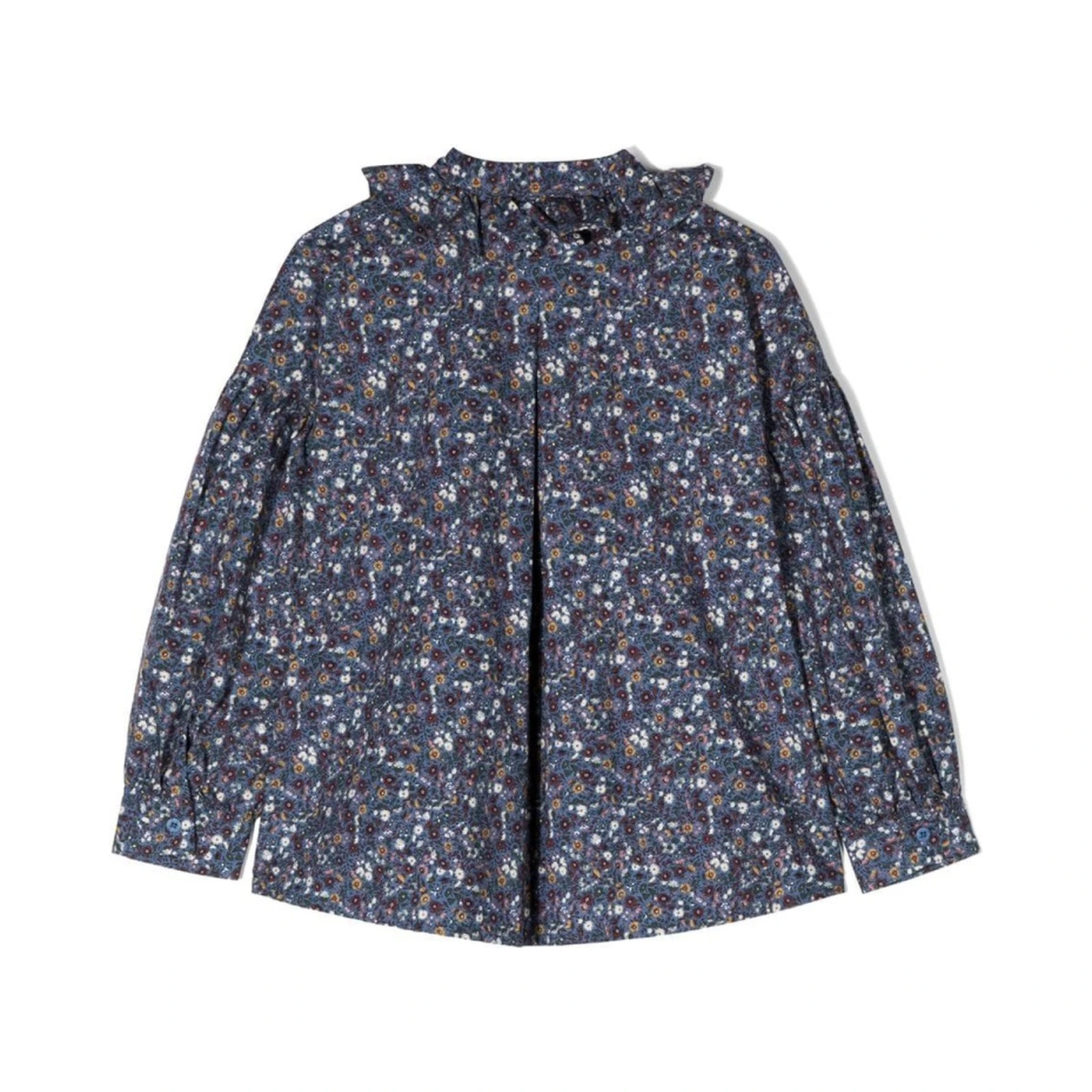M/L SHIRT FLOWERS AND RUFFLE COLLAR