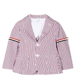 PATCH POCKET SPORT COAT W/ RWB ARMBANDS IN SEERSUCKER STRIPE
