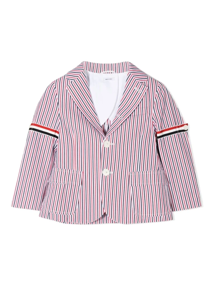 PATCH POCKET SPORT COAT W/ RWB ARMBANDS IN SEERSUCKER STRIPE
