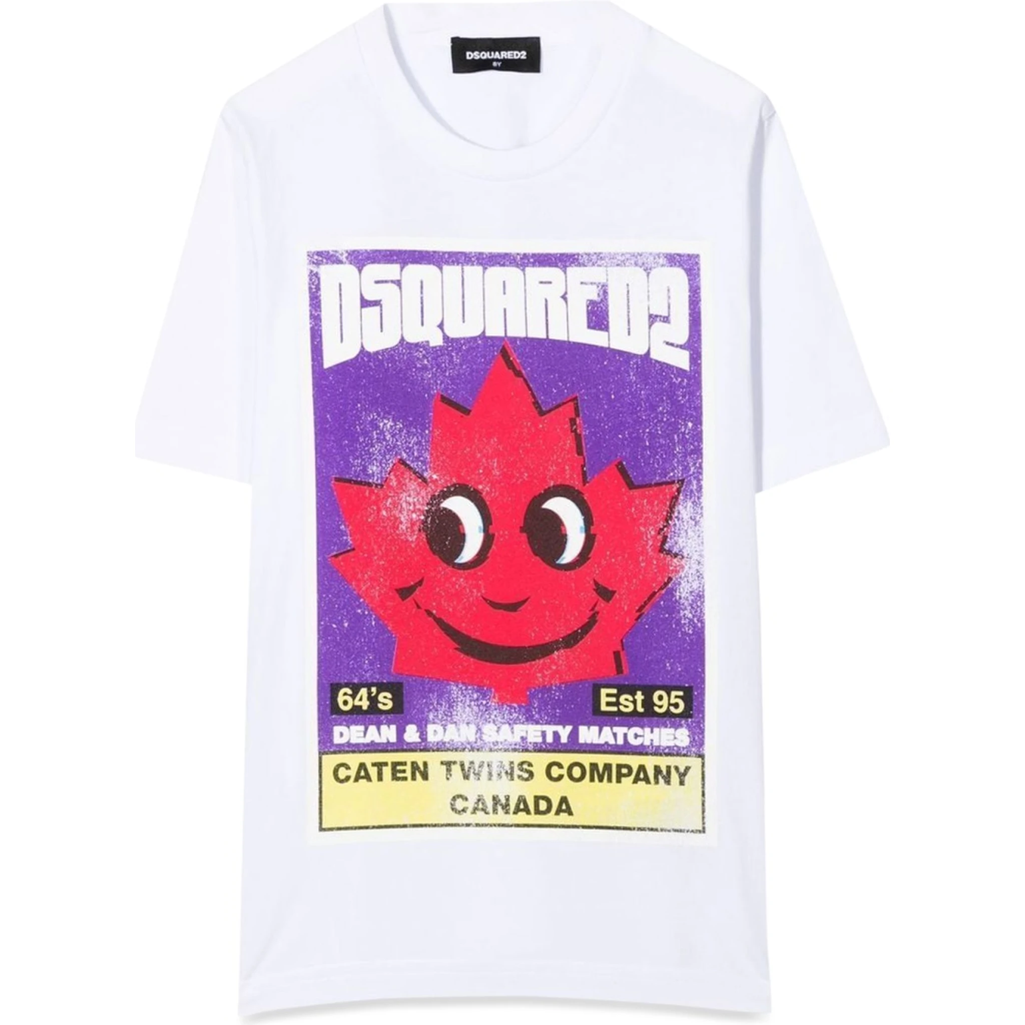 FRONT LOGO AND LEAF PRINT T-SHIRT
