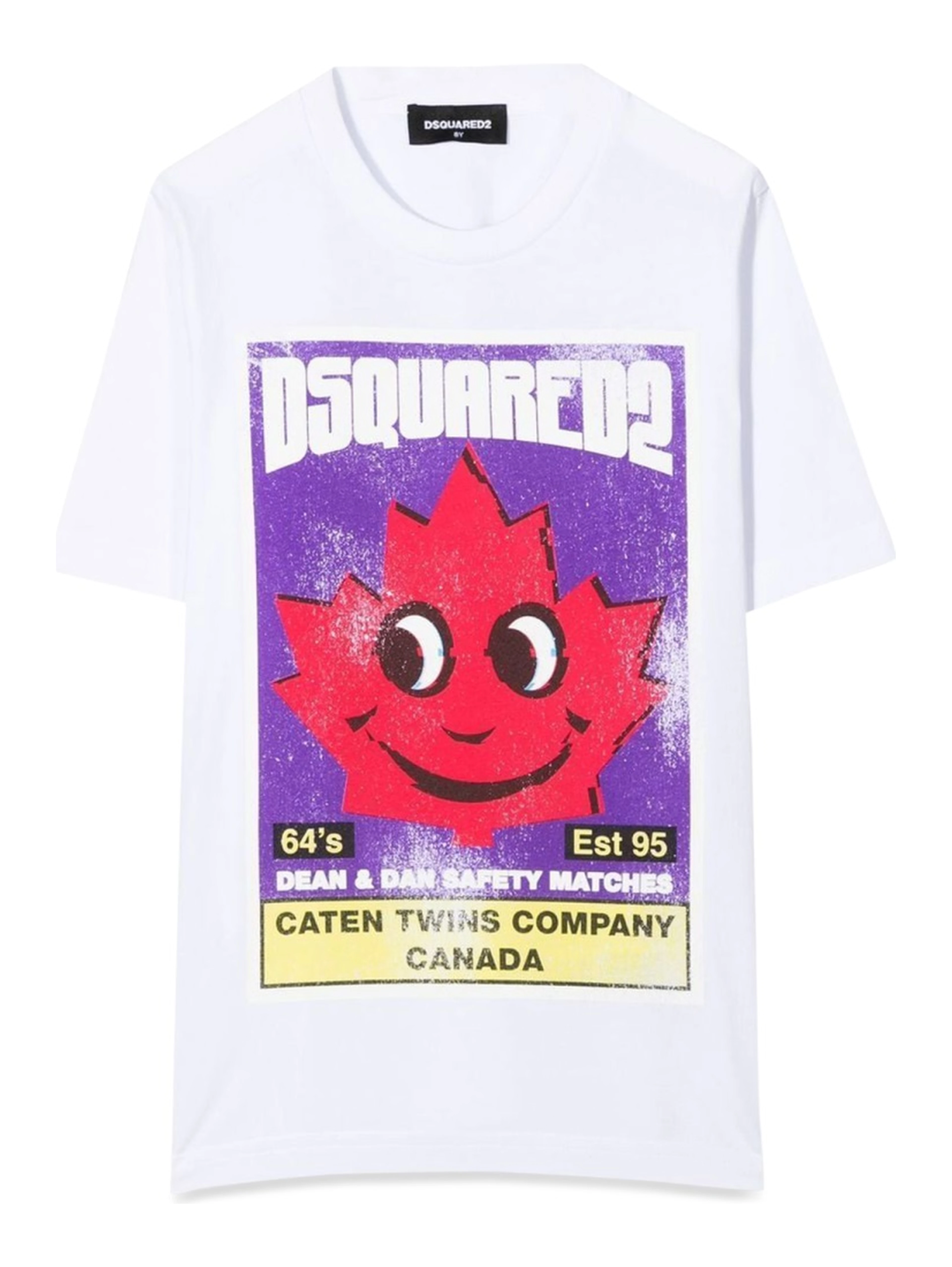 FRONT LOGO AND LEAF PRINT T-SHIRT