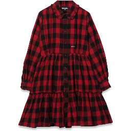 ABITO QUADRI CON BOTTONI E COLLETTO