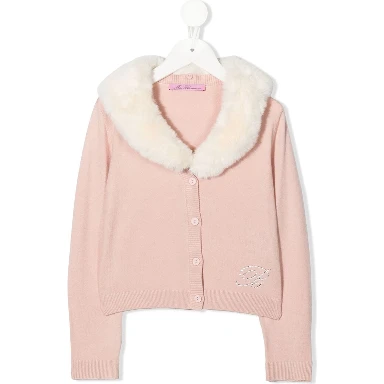 CARDIGANL FAUX FUR COLLAR