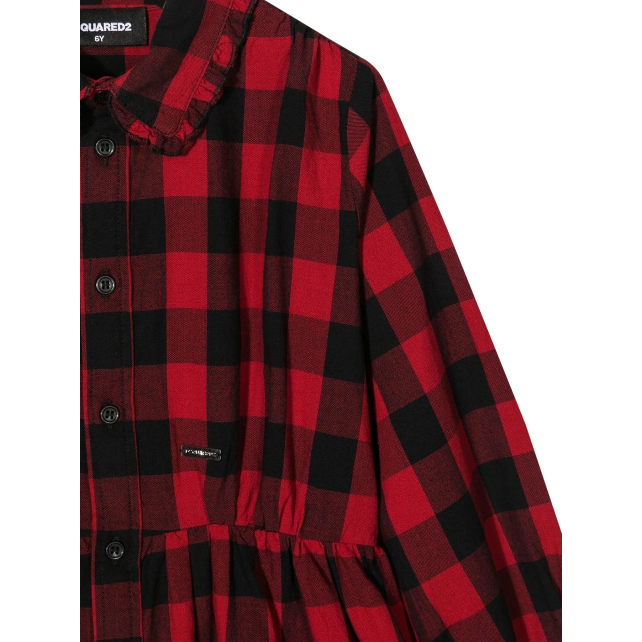 ABITO QUADRI CON BOTTONI E COLLETTO