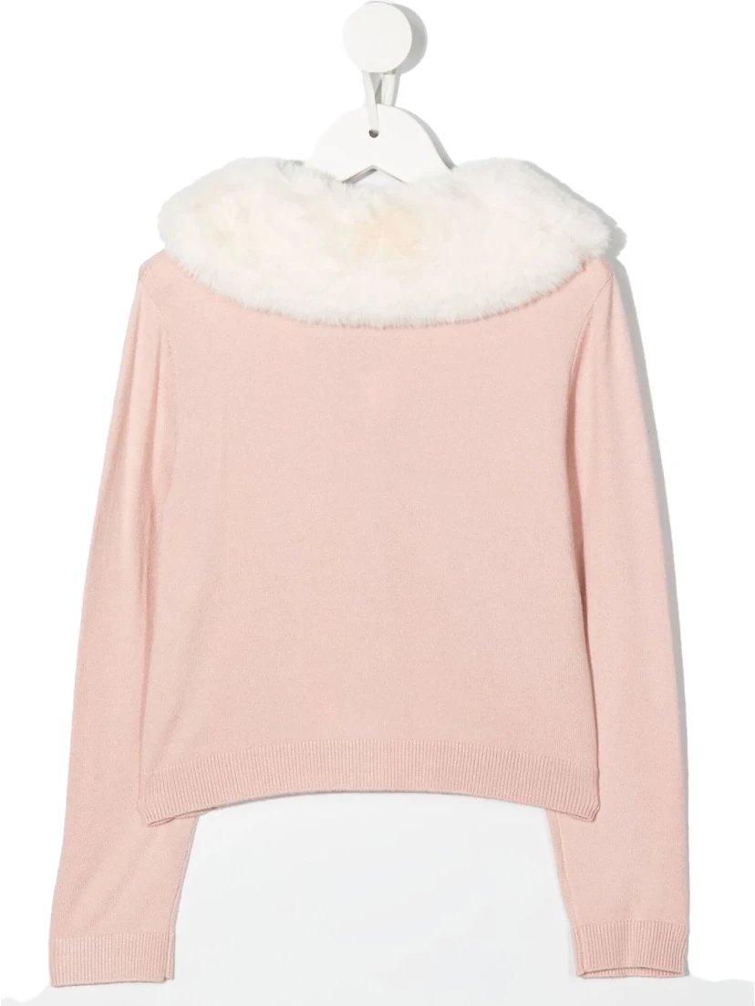 CARDIGANL FAUX FUR COLLAR