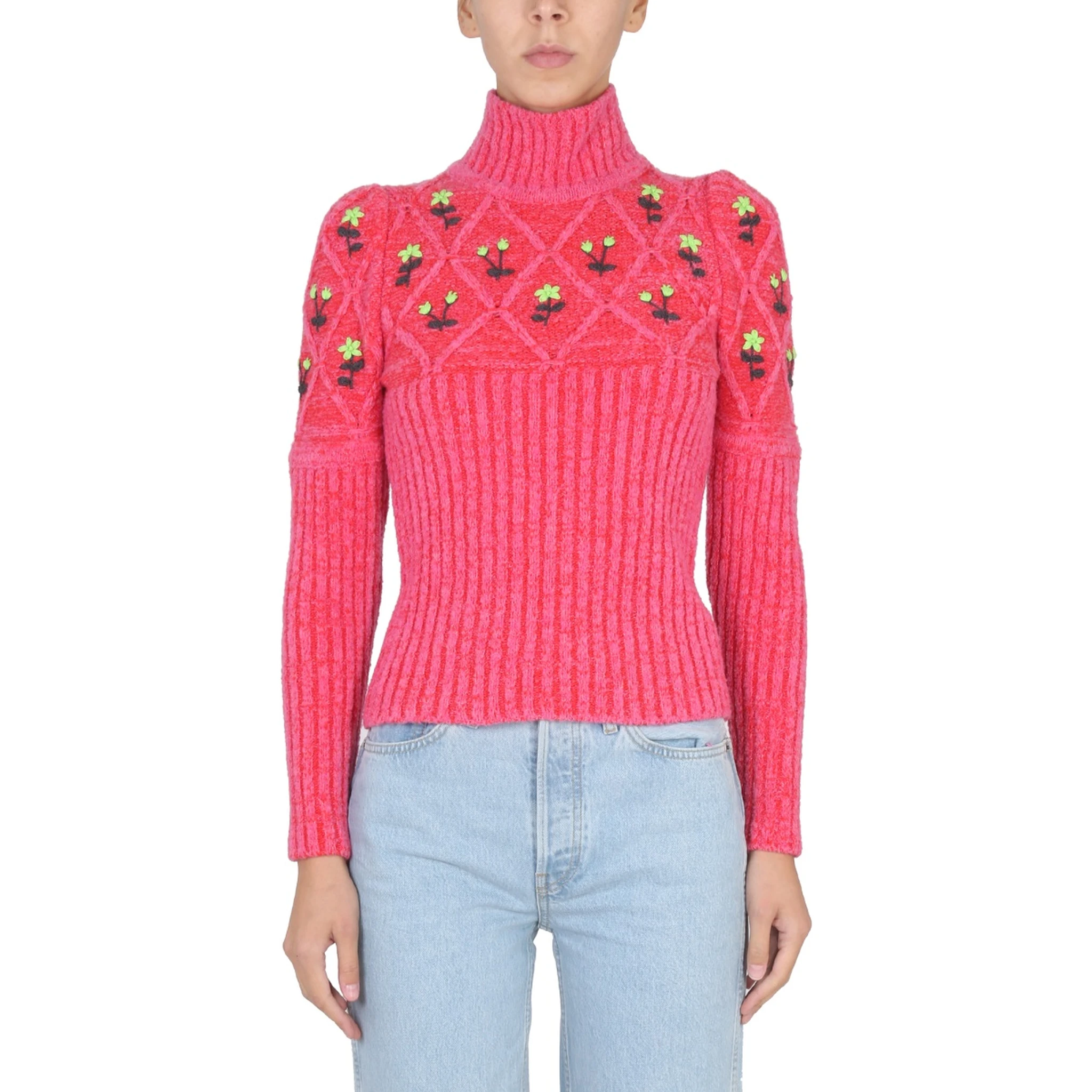 JERSEY WITH FLORAL EMBROIDERY