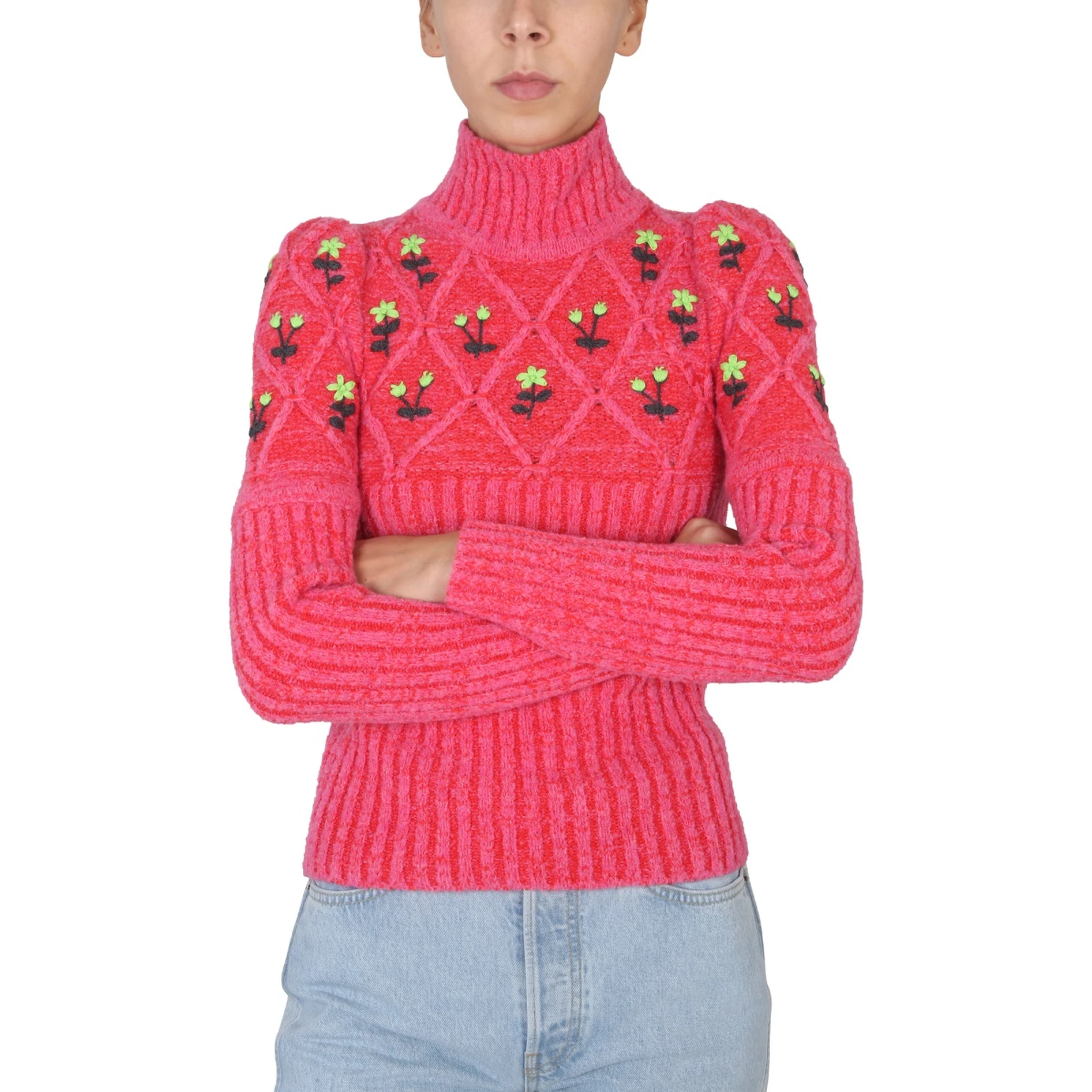 JERSEY WITH FLORAL EMBROIDERY