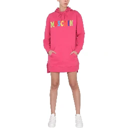 DRESS WITH MULTICOLOR FLOCKED LOGO