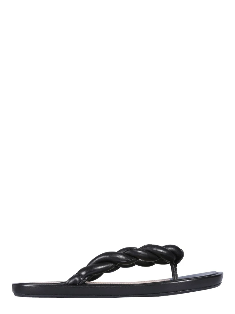 LEATHER SLIDE SANDALS