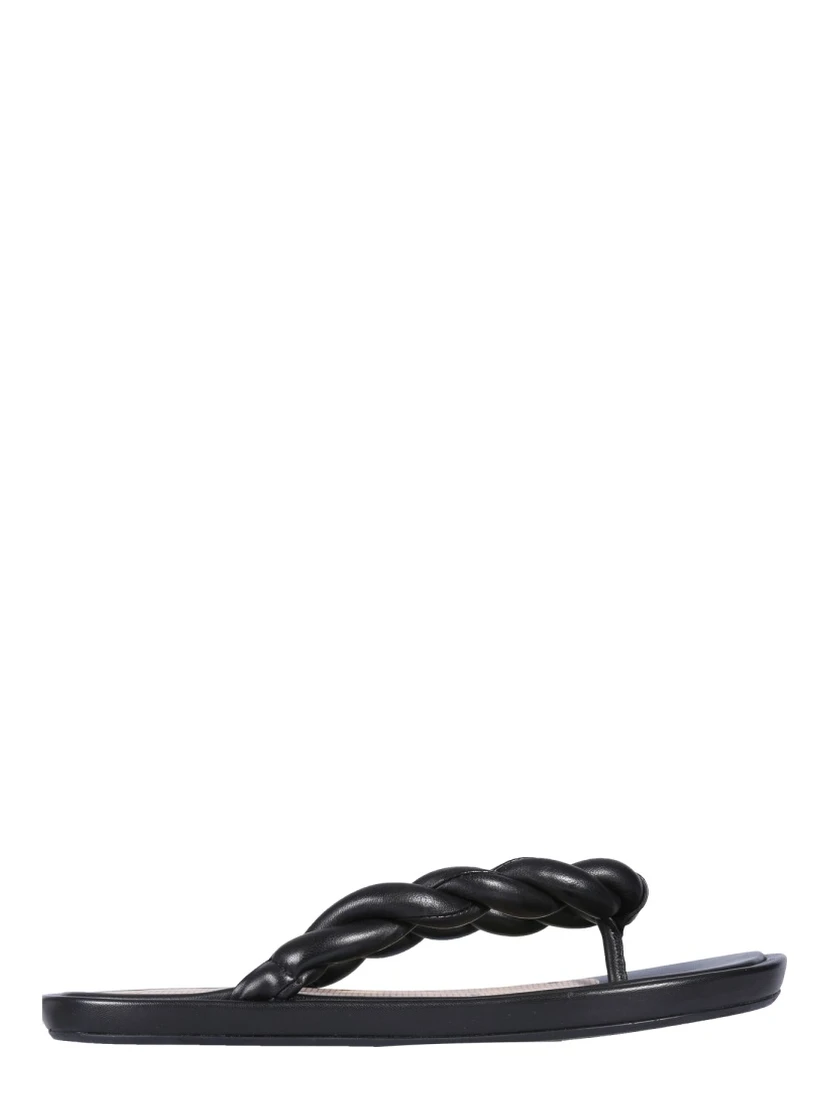 LEATHER SLIDE SANDALS