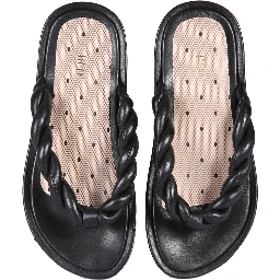 LEATHER SLIDE SANDALS