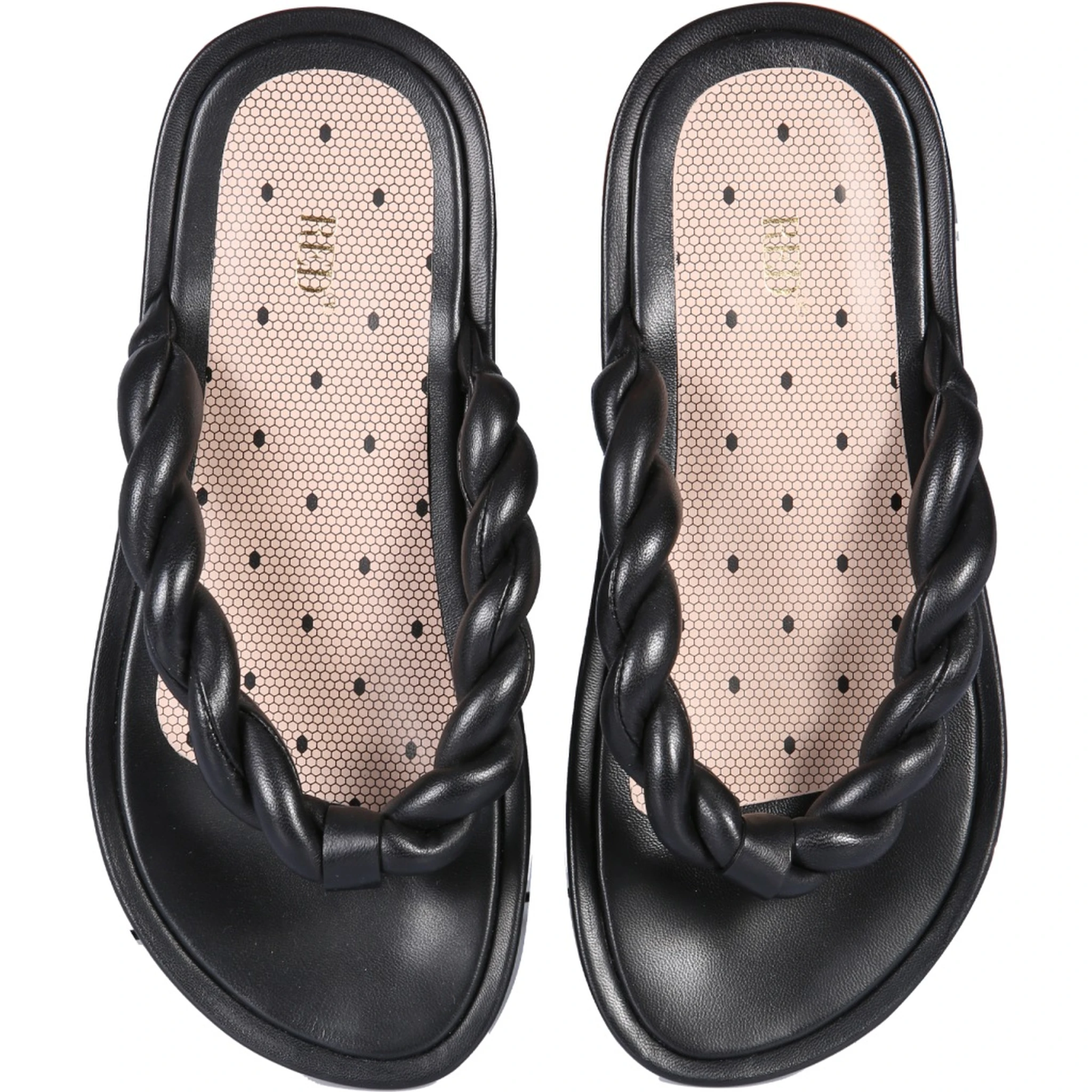 LEATHER SLIDE SANDALS