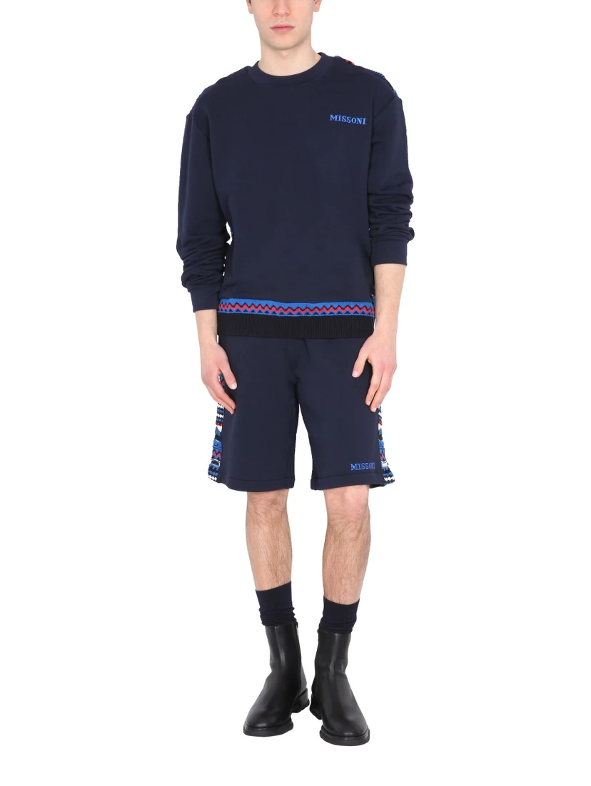 EMBROIDERED LOGO AND JACQUARD INSERT BERMUDA