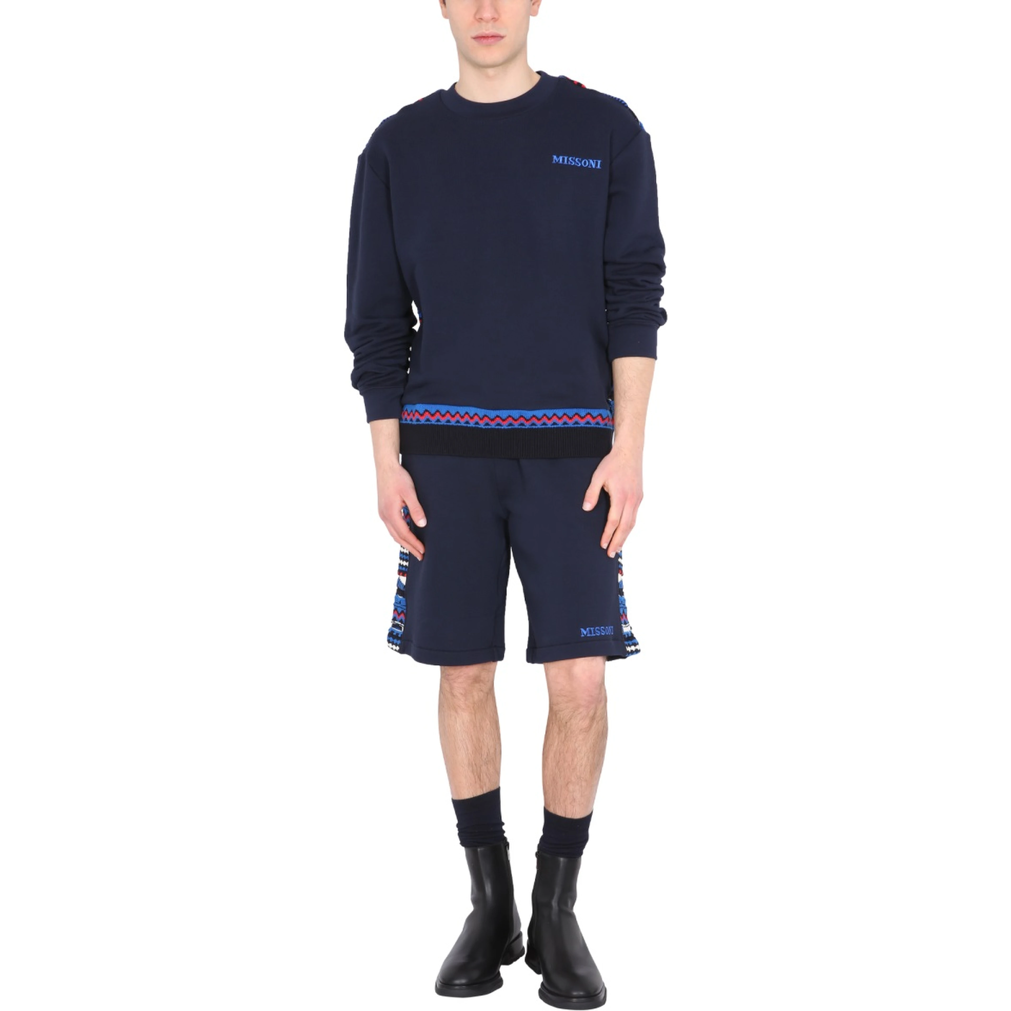 EMBROIDERED LOGO AND JACQUARD INSERT BERMUDA