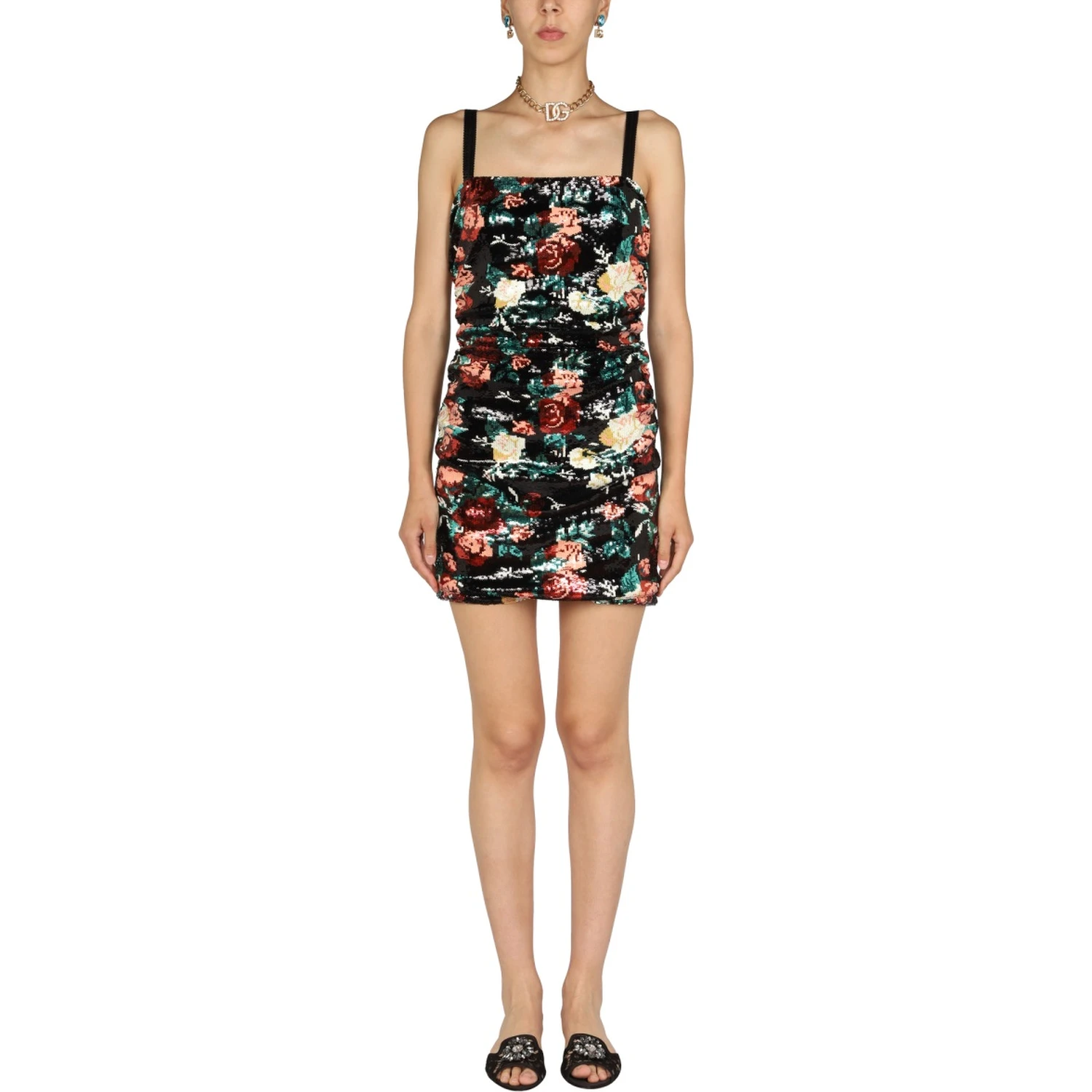 ROSE EMBROIDERY SHORT DRESS