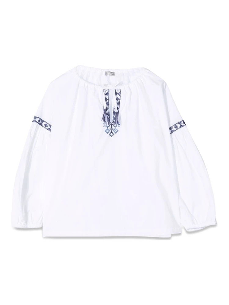 WHITE/BLUE M/LONG SHIRT