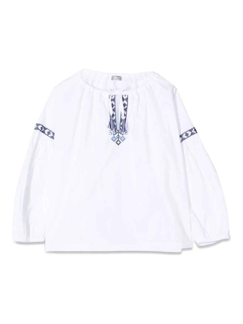 WHITE/BLUE M/LONG SHIRT