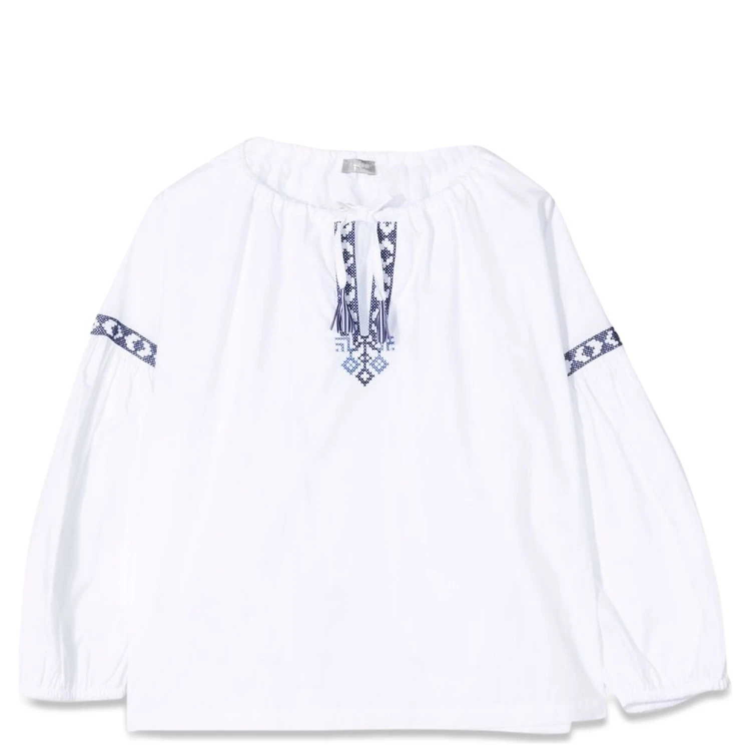 WHITE/BLUE M/LONG SHIRT
