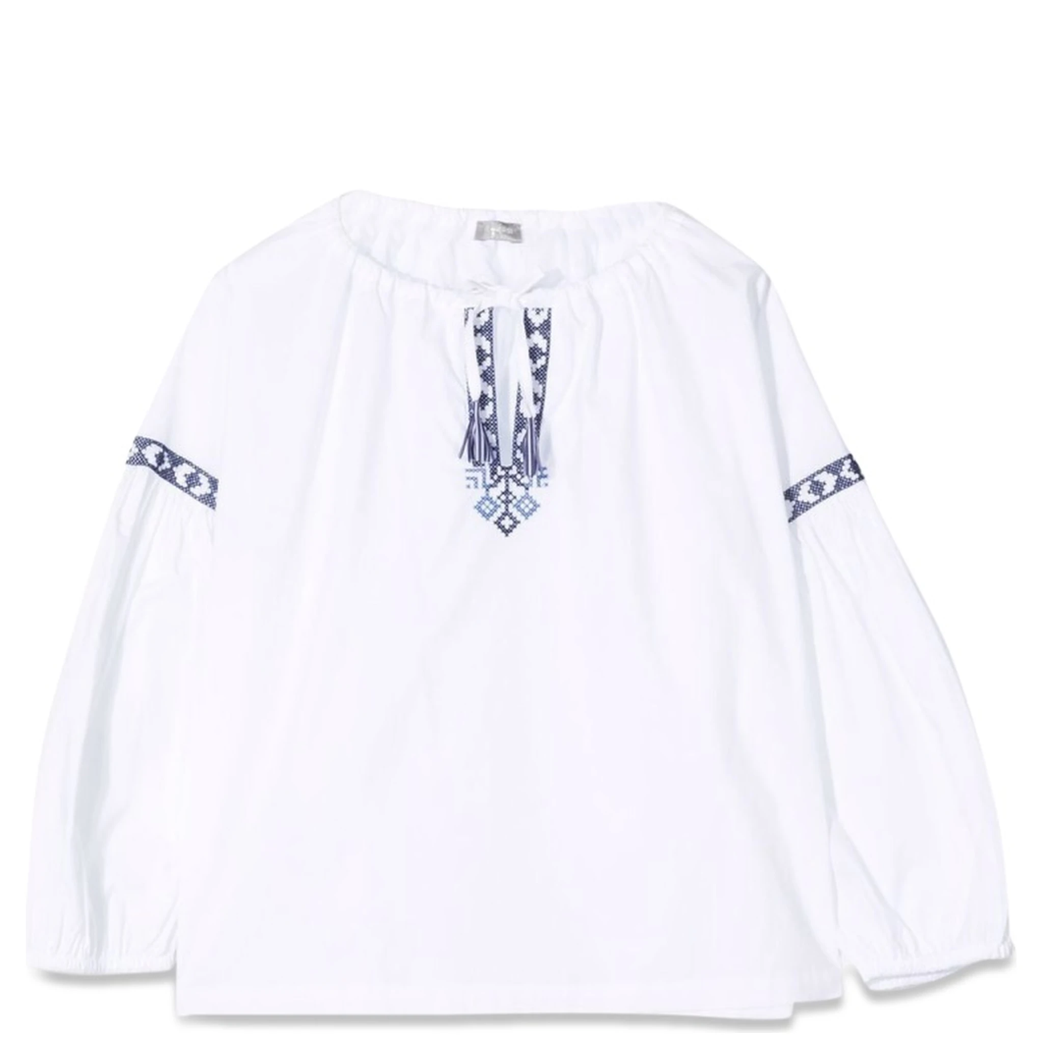 WHITE/BLUE M/LONG SHIRT