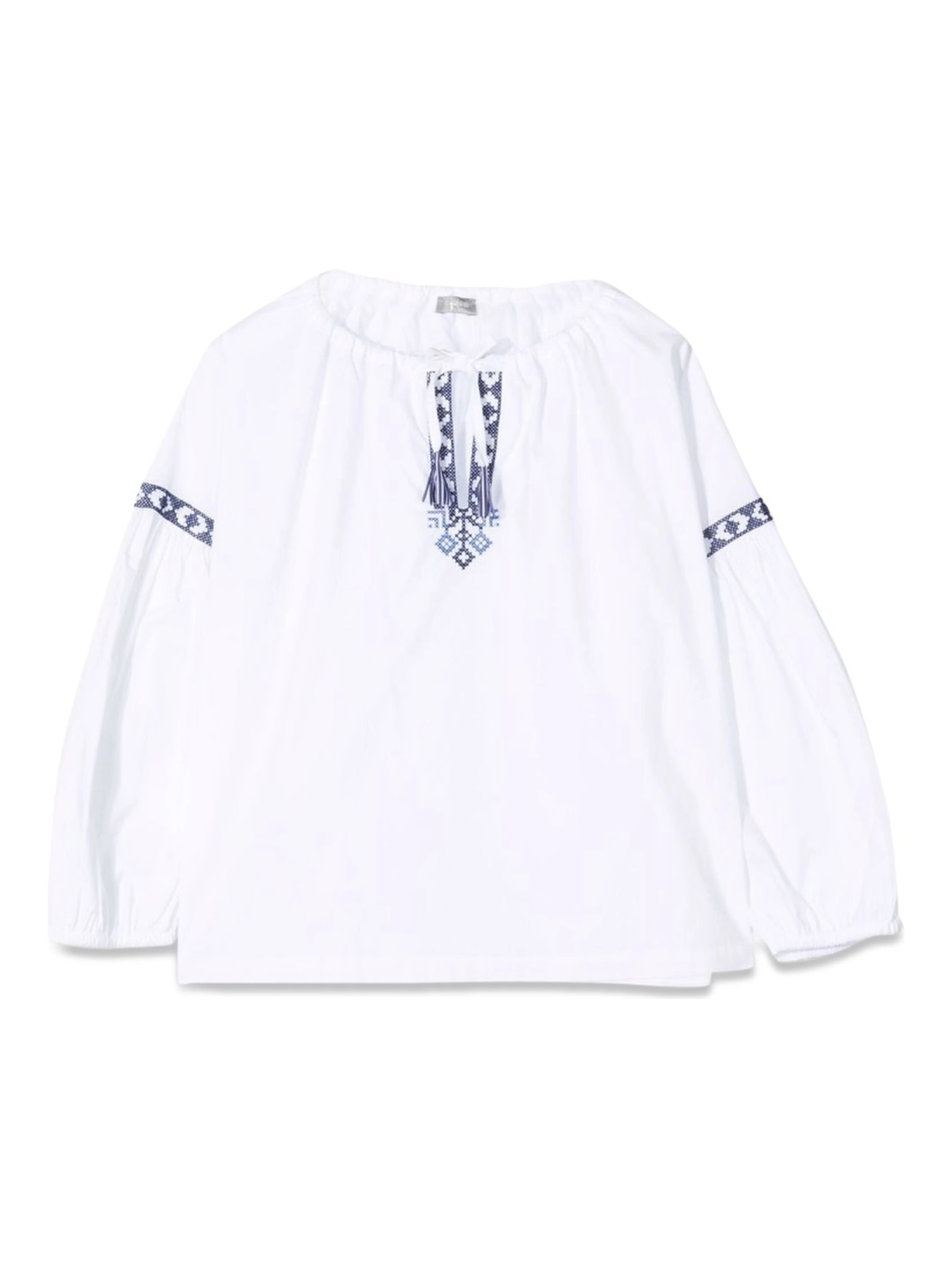WHITE/BLUE M/LONG SHIRT
