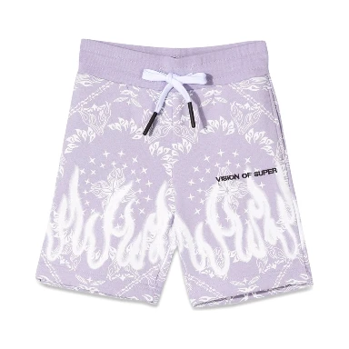 LILAC SHORTS KIDS WITH BANDANA PRINT
