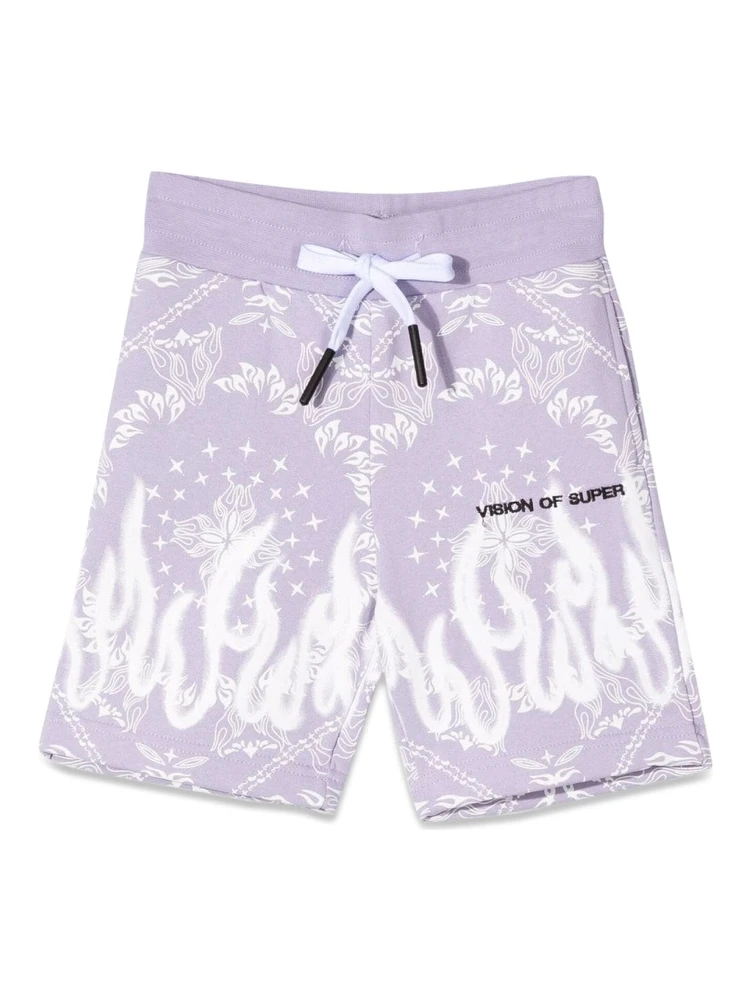 LILAC SHORTS KIDS WITH BANDANA PRINT