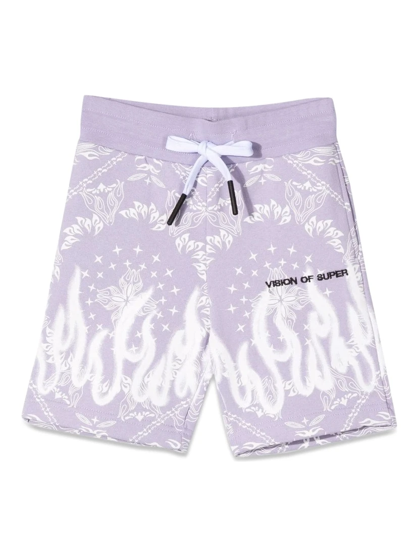 LILAC SHORTS KIDS WITH BANDANA PRINT