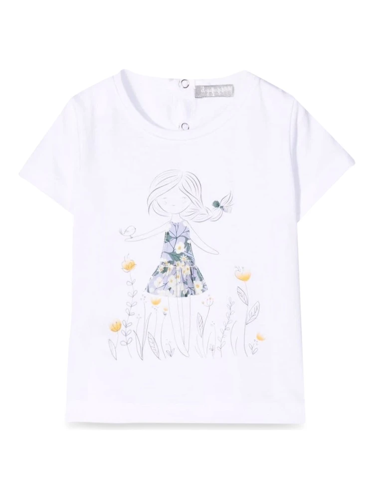 T-SHIRT M/SHORT WHITE/LILAC