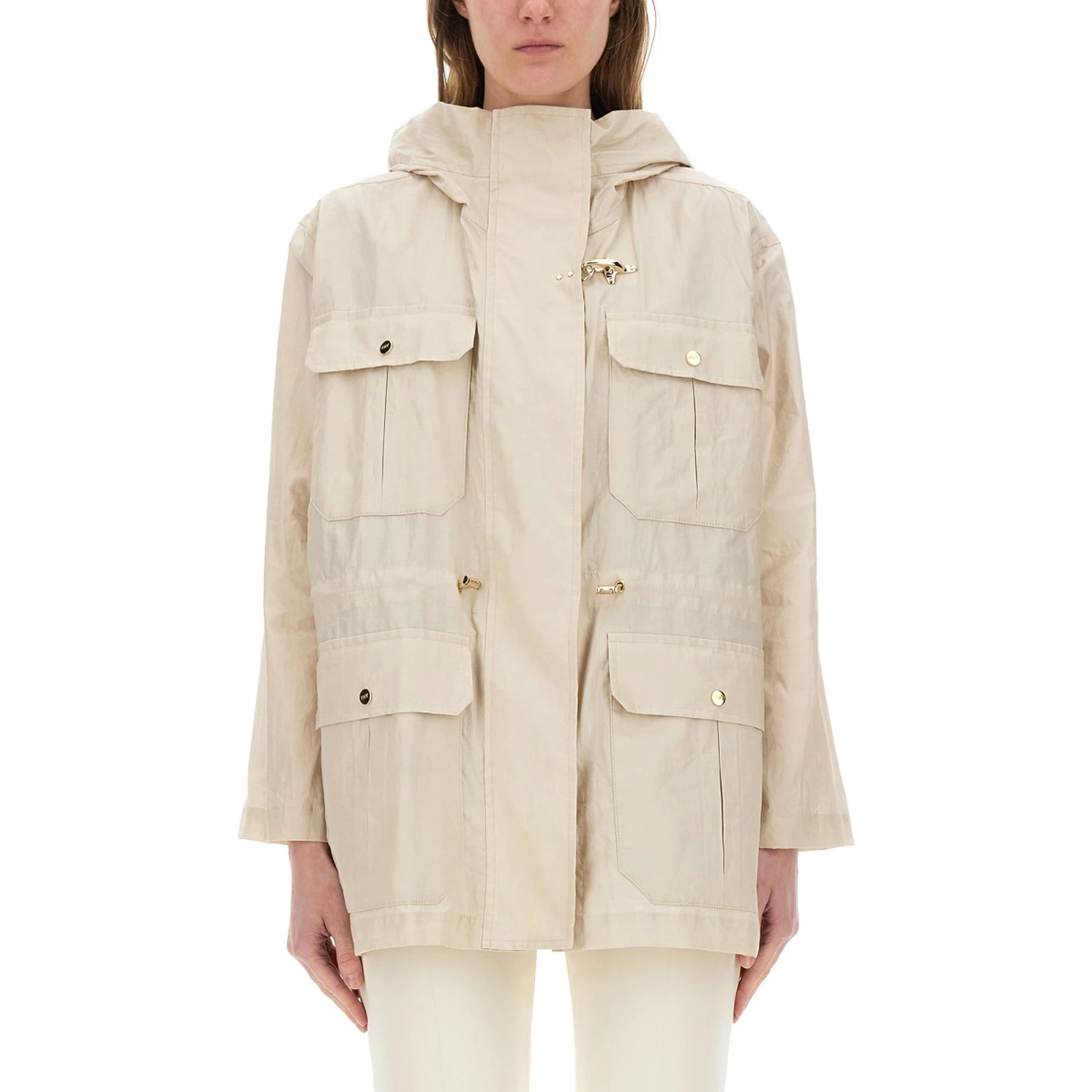 LINEN AND COTTON CANVAS PARKA