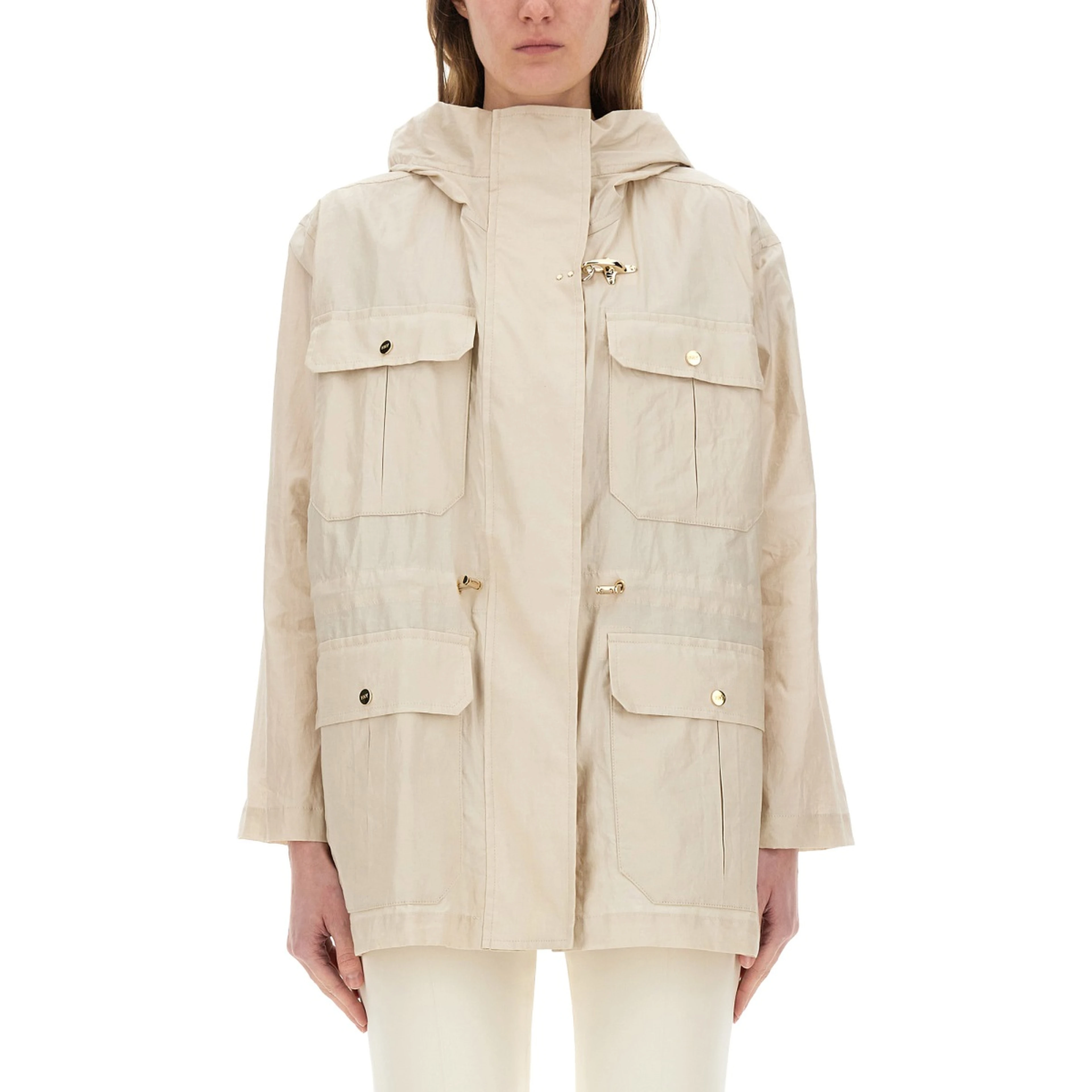 LINEN AND COTTON CANVAS PARKA