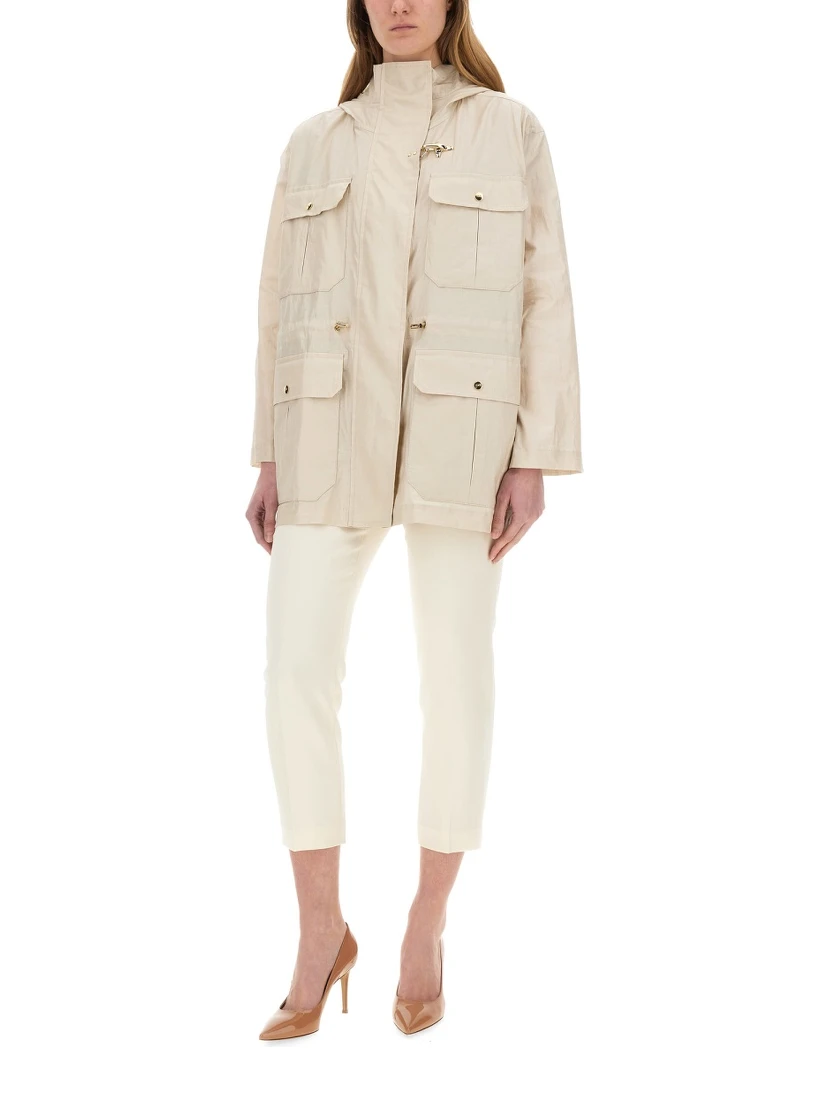 LINEN AND COTTON CANVAS PARKA