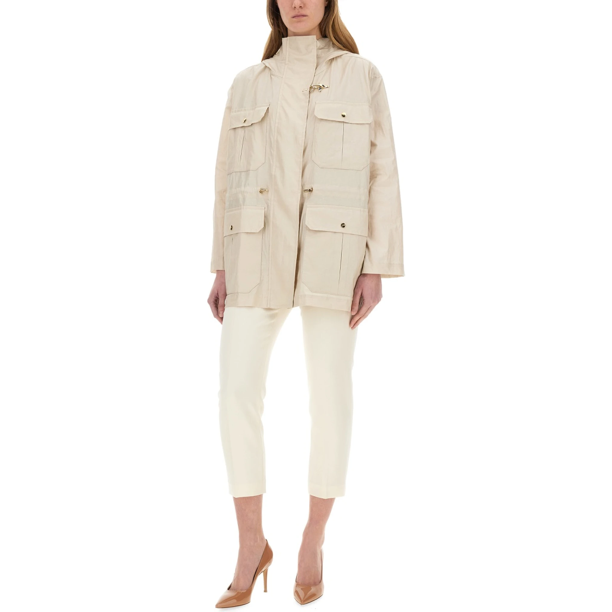 LINEN AND COTTON CANVAS PARKA