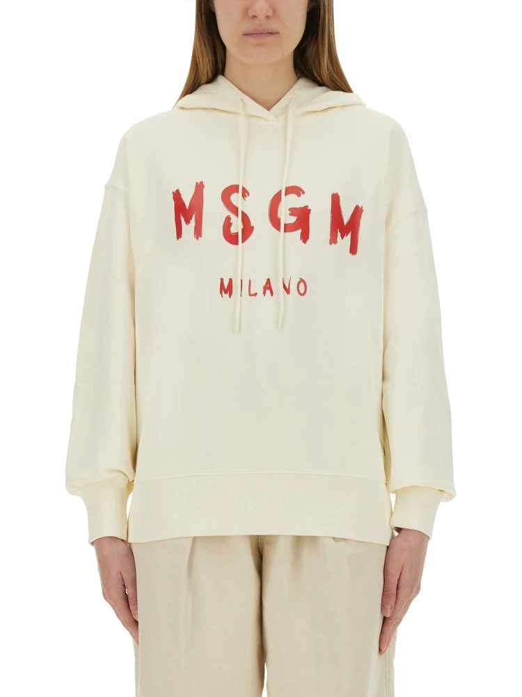SWEATSHIRT WITH BRUSHED LOGO