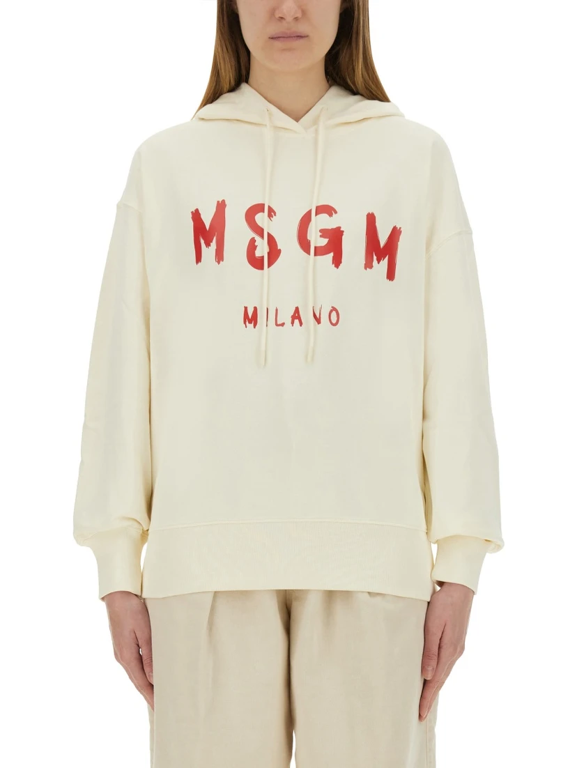 SWEATSHIRT WITH BRUSHED LOGO