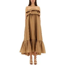 COTTON TWILL RUFFLE DRESS