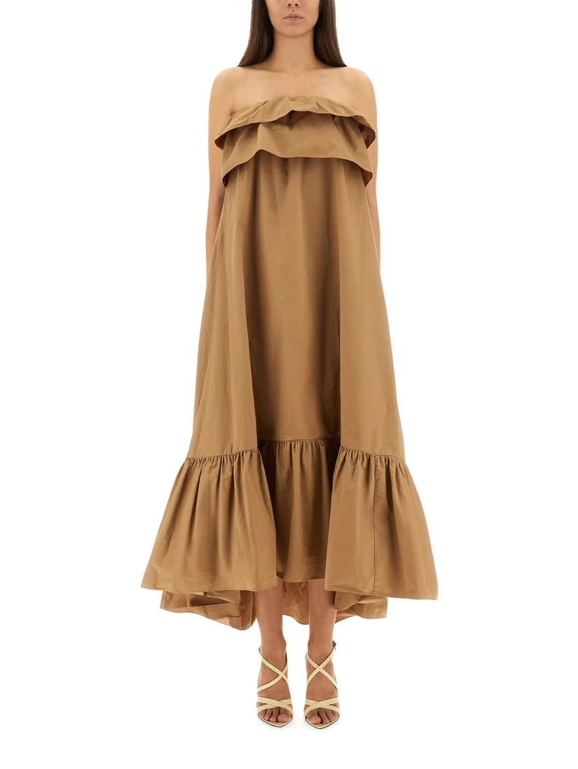 COTTON TWILL RUFFLE DRESS