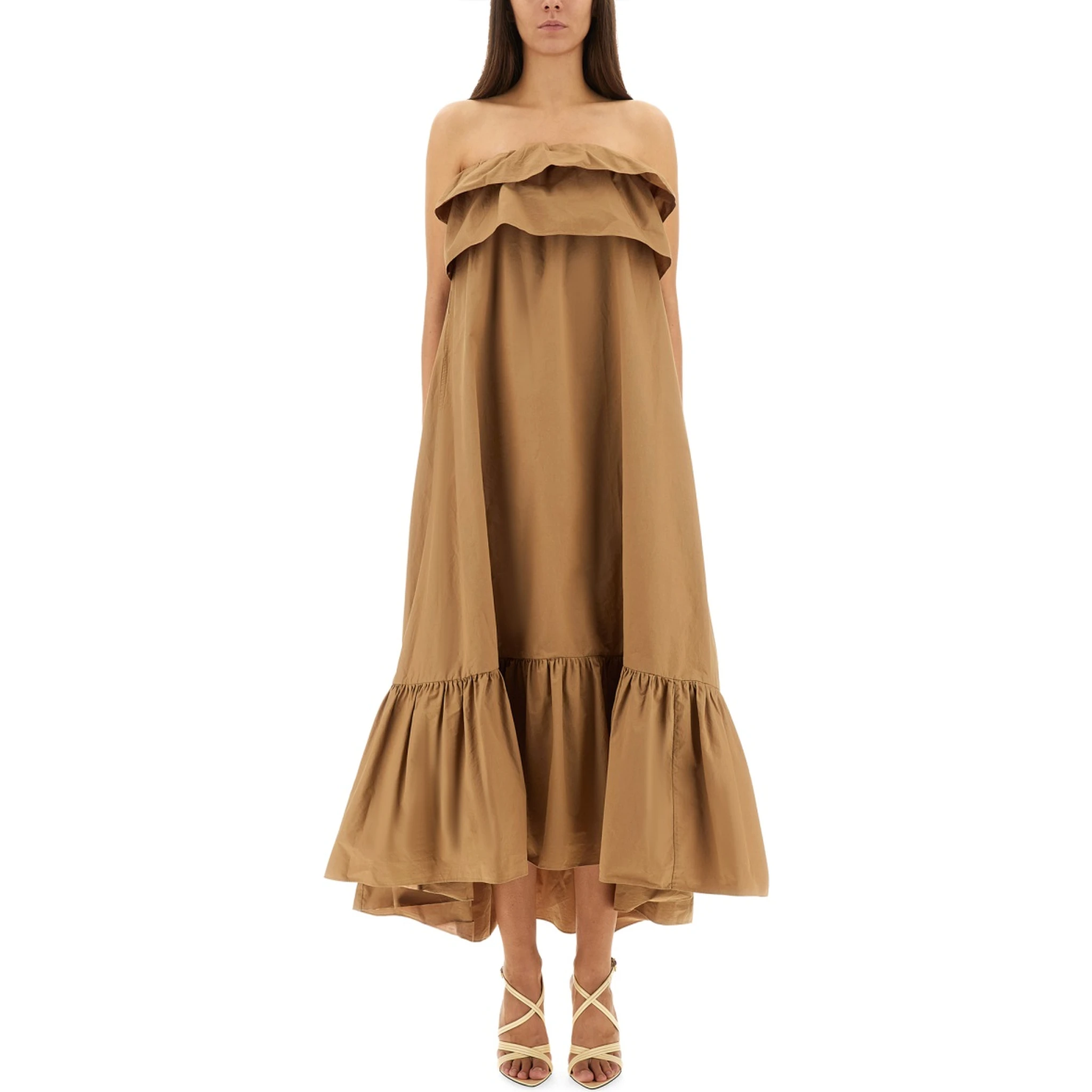 COTTON TWILL RUFFLE DRESS