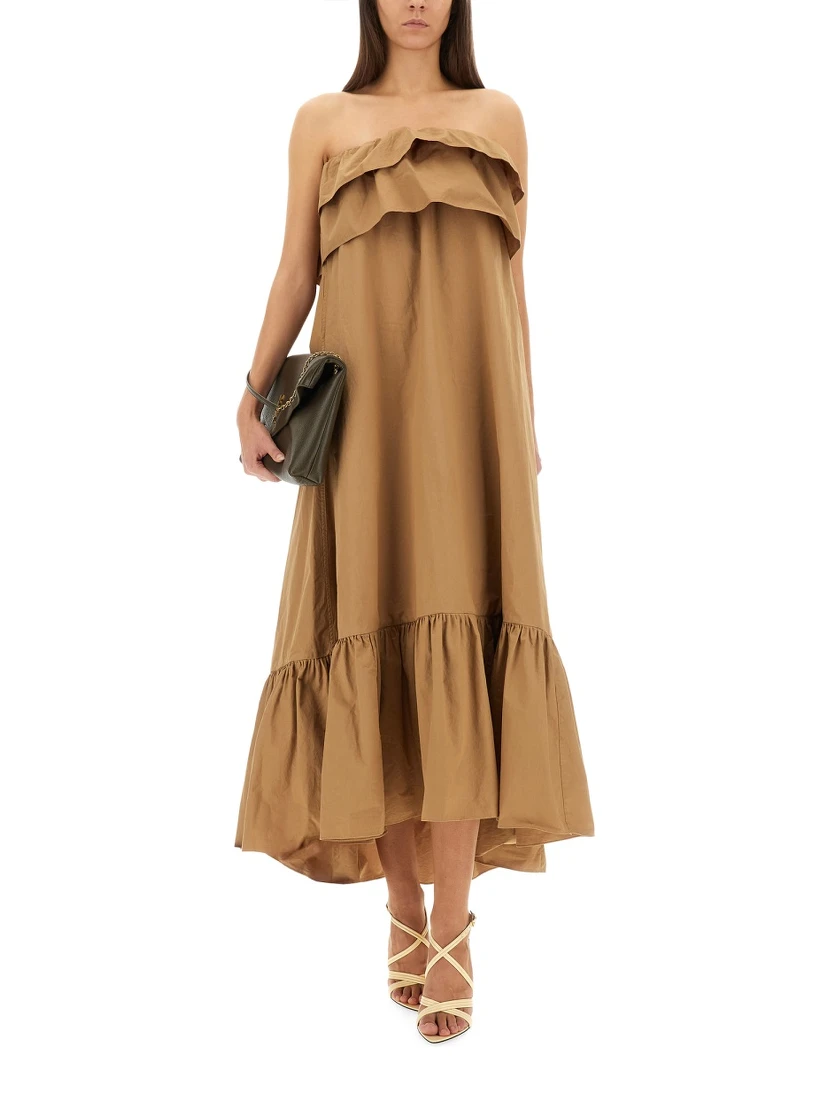 COTTON TWILL RUFFLE DRESS