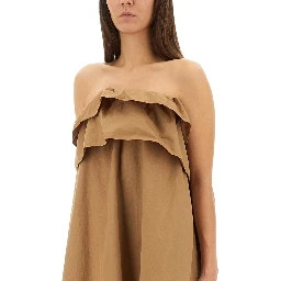 COTTON TWILL RUFFLE DRESS