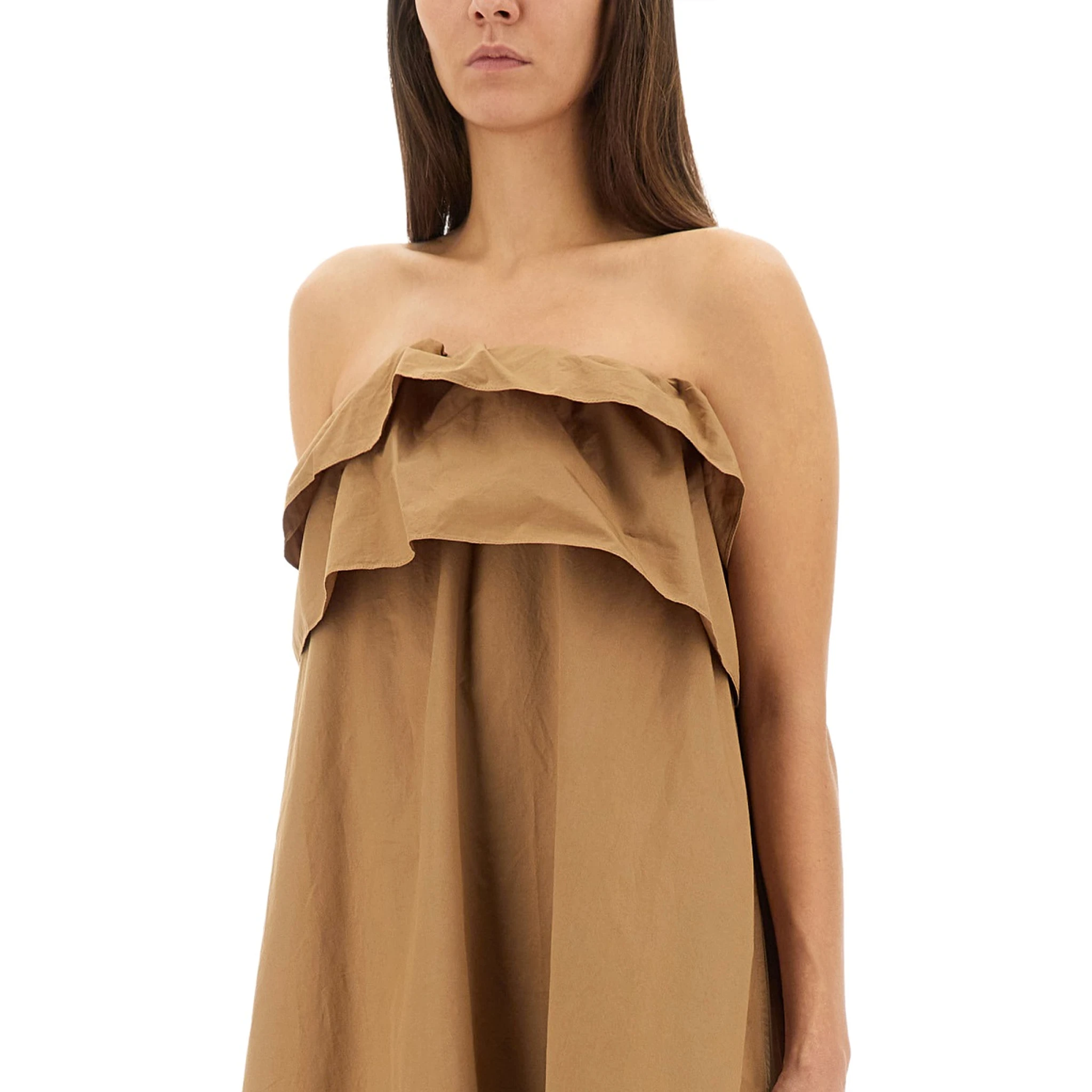 COTTON TWILL RUFFLE DRESS