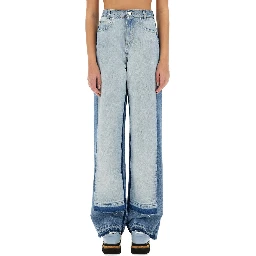 STRAIGHT-LEG JEANS WITH CONTRASTING PANELS