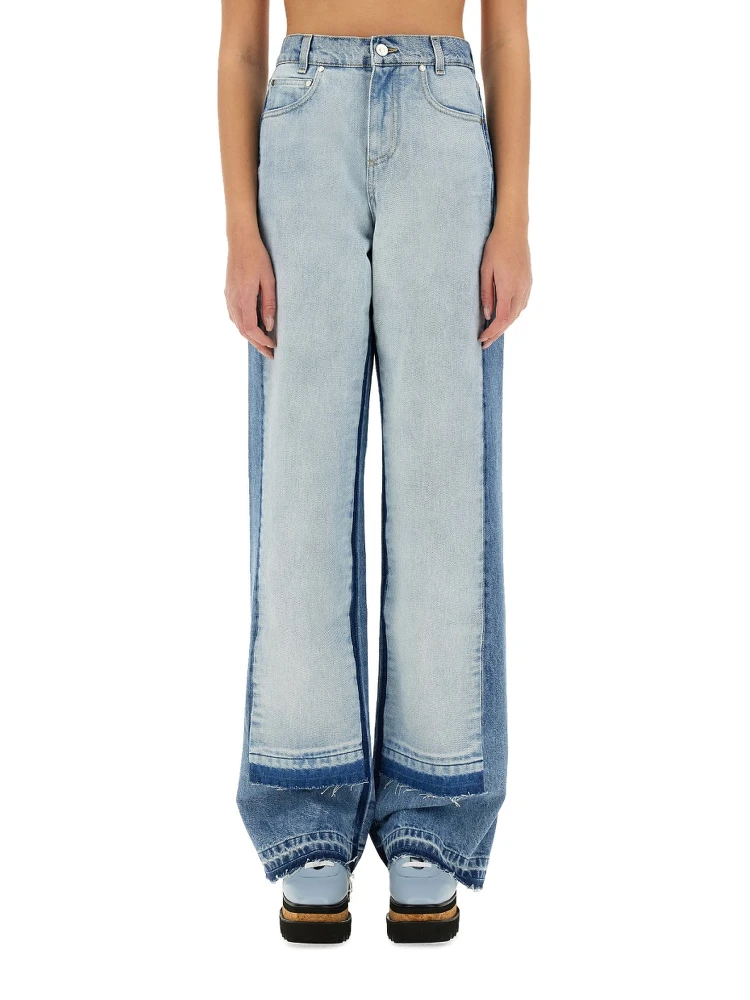STRAIGHT-LEG JEANS WITH CONTRASTING PANELS
