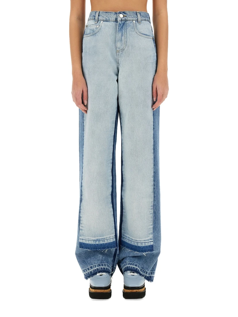 STRAIGHT-LEG JEANS WITH CONTRASTING PANELS