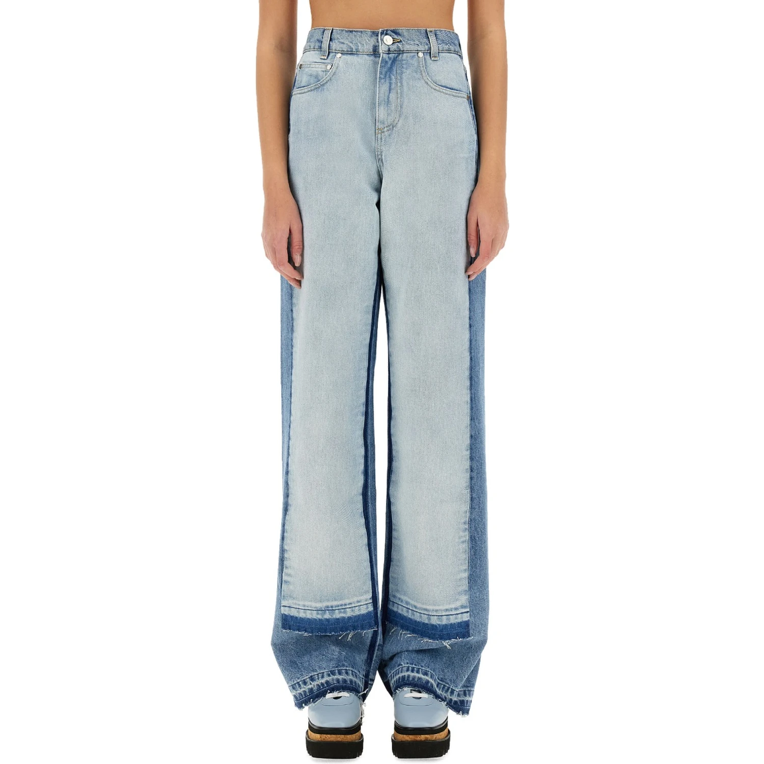 STRAIGHT-LEG JEANS WITH CONTRASTING PANELS