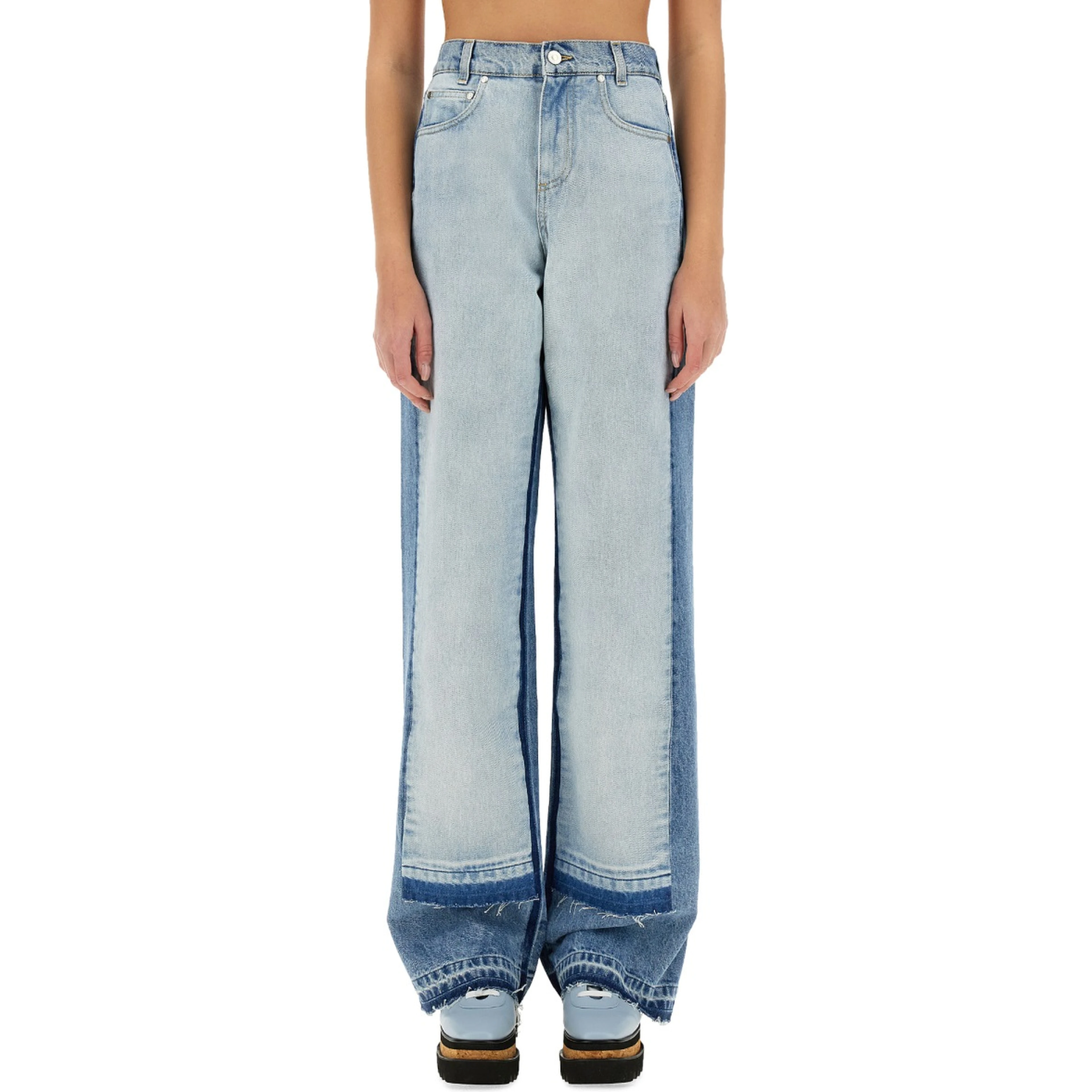 STRAIGHT-LEG JEANS WITH CONTRASTING PANELS