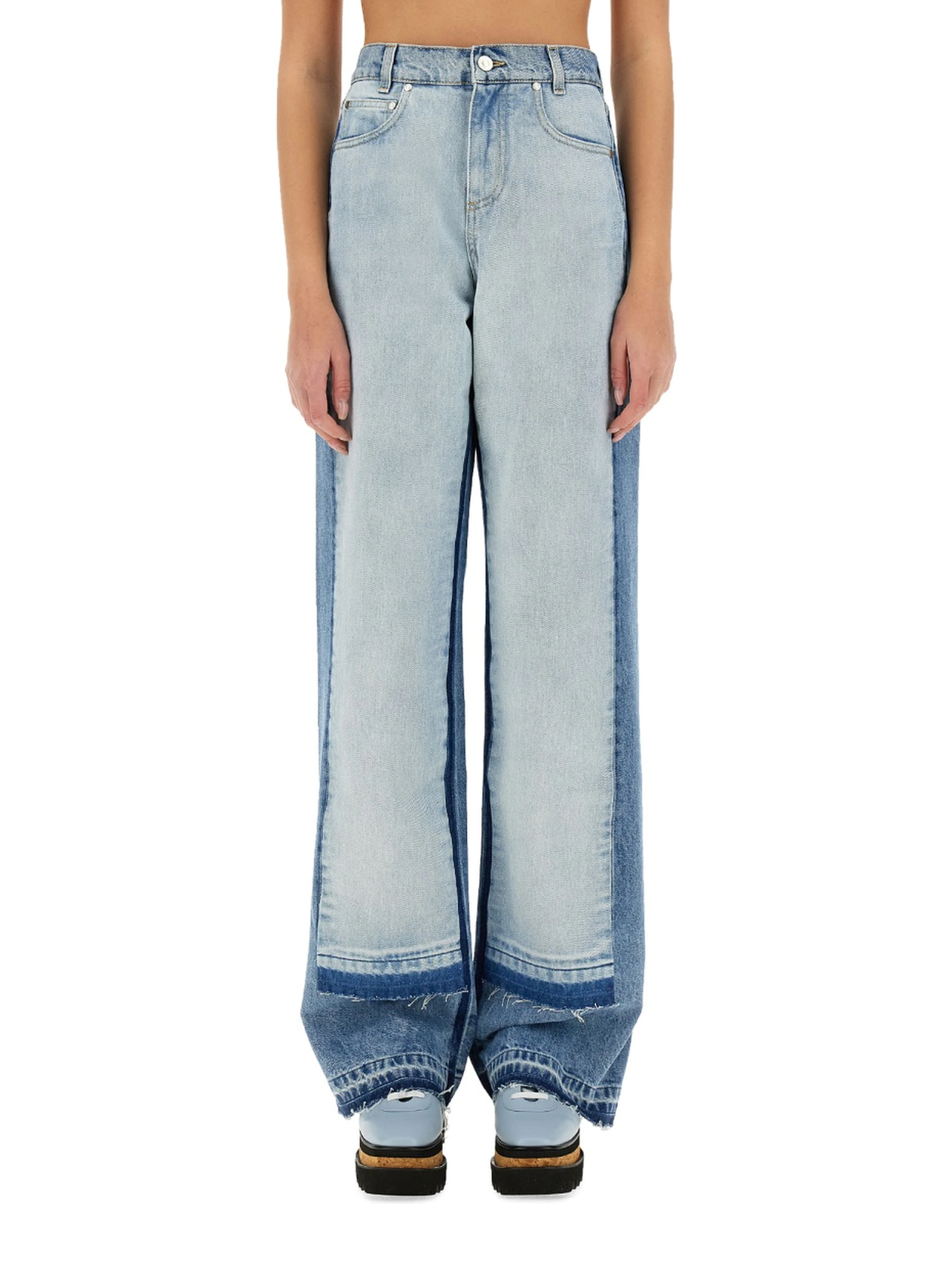 STRAIGHT-LEG JEANS WITH CONTRASTING PANELS