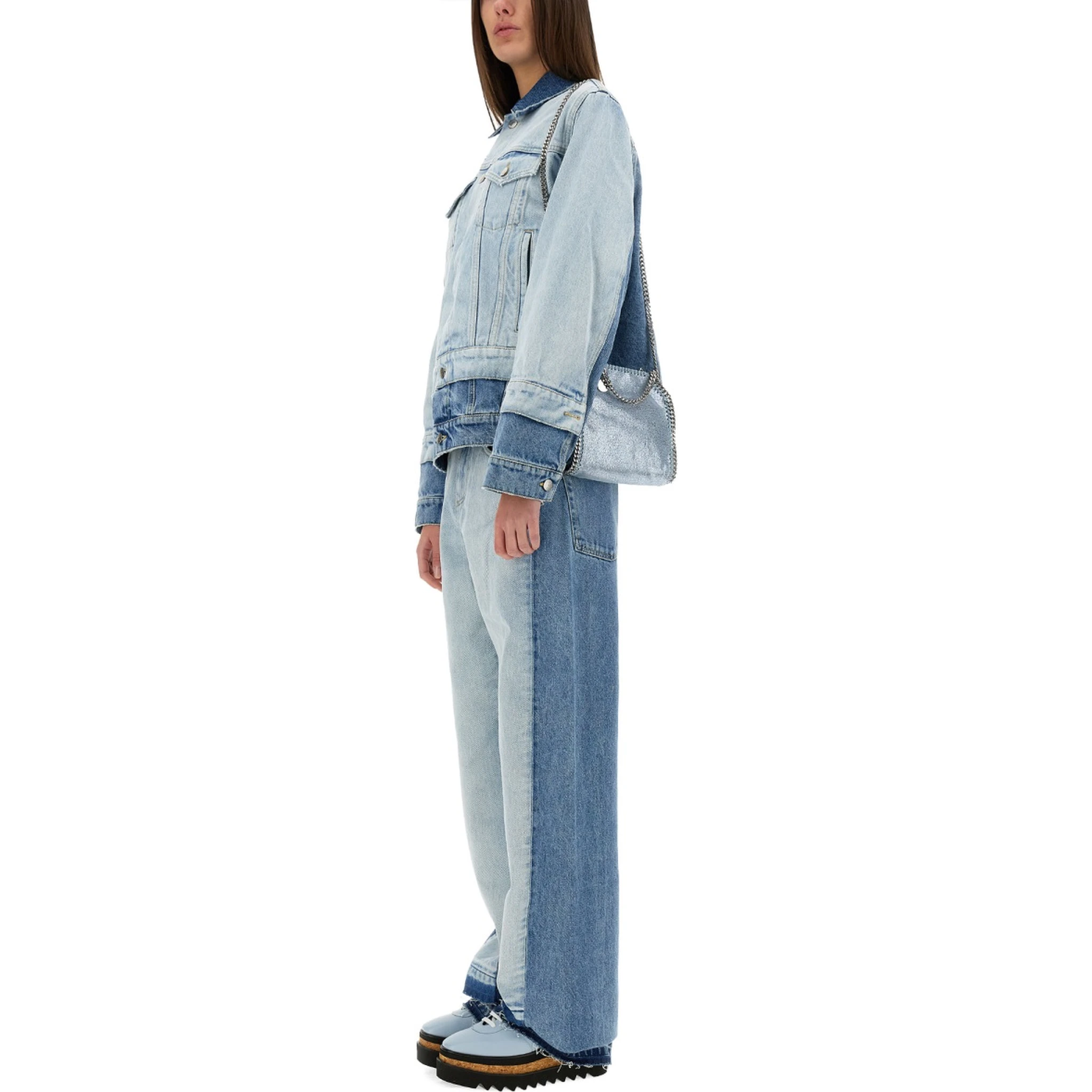 STRAIGHT-LEG JEANS WITH CONTRASTING PANELS