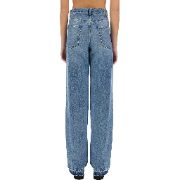 STRAIGHT-LEG JEANS WITH CONTRASTING PANELS